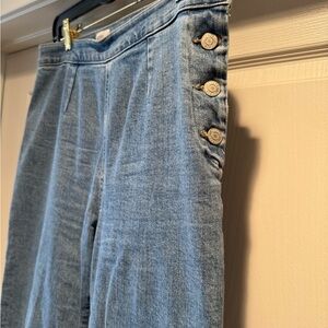 J. Crew Slim Wide Leg Sailor Jeans With Side Buttons